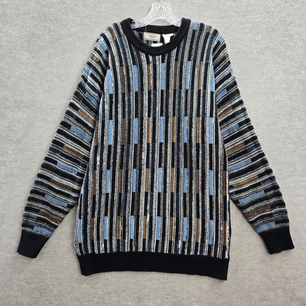 VINTAGE Classics By Palmland Women‎ Sweater 2XL Blue Stripe Tunic 90s